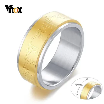 Vnox Gold Tone Spinner Rings for Men 8MM Stainless Steel Vintage Ethnic Fortune Prayer anel masculino Gifts 
Vnox Gold Tone Spinner Rings for Men 8MM Stainless Steel Vintage Ethnic Fortune Prayer anel masculino Gifts