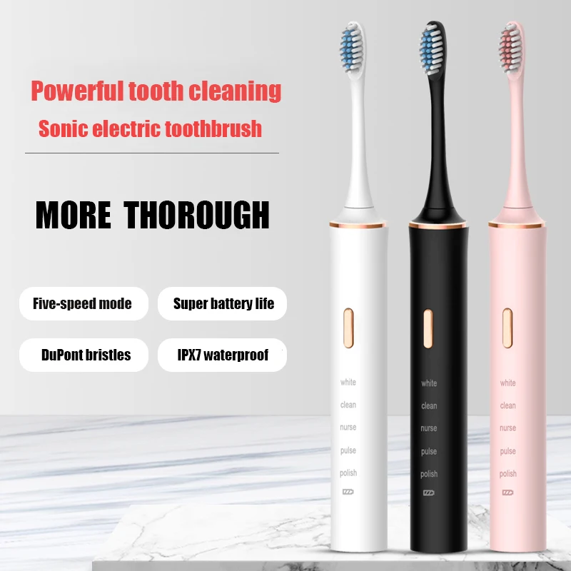 Timer Electric Toothbrush for Adults 5 Mode USB Charger Cleaning Sonic Teeth Automatic Waterproof Rechargeable Replacement Heads
Timer Electric Toothbrush for Adults 5 Mode USB Charger Cleaning Sonic Teeth Automatic Waterproof Rechargeable Replacement Heads
