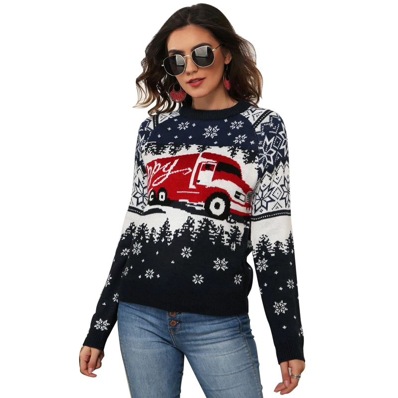 Women’s Christmas Sweaters Fashion Long Sleeves Snowflake Truck Print Knit Crewneck Pullover Tops
Women’s Christmas Sweaters Fashion Long Sleeves Snowflake Truck Print Knit Crewneck Pullover Tops