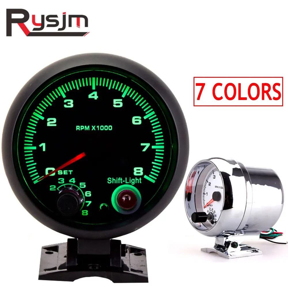95MM Auto tachometer boat Universal 0-8000 RPM meter Gauge with inter shift light 7 Color Racing Meter tacometro moto motorcycle
95MM Auto tachometer boat Universal 0-8000 RPM meter Gauge with inter shift light 7 Color Racing Meter tacometro moto motorcycle