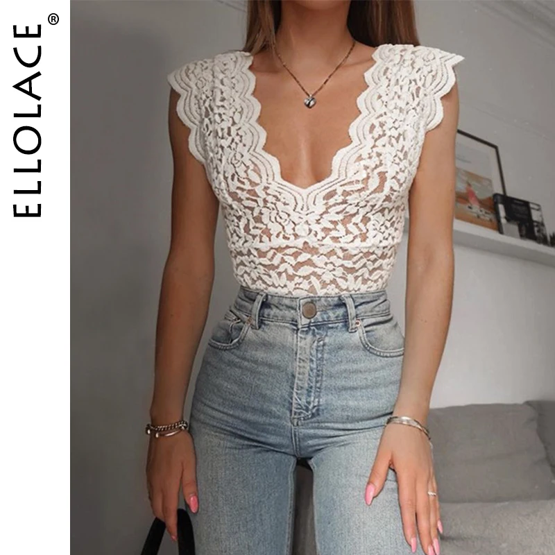 Ellolace Deep-V Bodysuit Women White Lace See Through Skinny Rompers Female Sleeveless Overalls Women's Jumpsuit Sexy Body suit
Ellolace Deep-V Bodysuit Women White Lace See Through Skinny Rompers Female Sleeveless Overalls Women's Jumpsuit Sexy Body suit