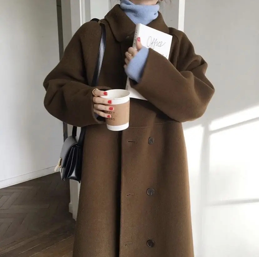 Deivor temperament Caramel Brown loose show thin Lapel wool wool wool wool coat with cotton coat
Deivor temperament Caramel Brown loose show thin Lapel wool wool wool wool coat with cotton coat