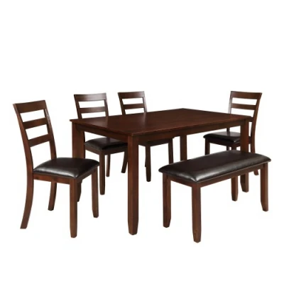 6pc Dining Set with 4 Ladder Chairs and Bench, Espresso dinning table set dining table kitchen table modern dining room set
6pc Dining Set with 4 Ladder Chairs and Bench, Espresso dinning table set dining table kitchen table modern dining room set