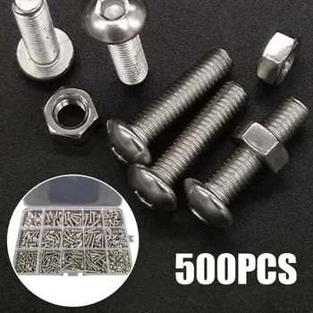 500pcs Durable M3 M4 M5 304 Stainless Steel Button Hex Socket Cap Head Bolts Screws Nuts Mixed Assortment Kit with Plastic Box
500pcs Durable M3 M4 M5 304 Stainless Steel Button Hex Socket Cap Head Bolts Screws Nuts Mixed Assortment Kit with Plastic Box