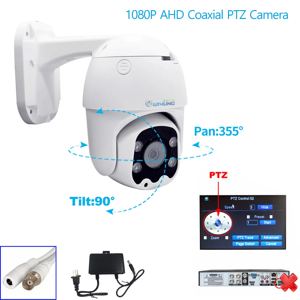 

2.0MP AHD CCTV Surveillance Camera 1080P AHD Coaxial Control PTZ Speed Dome Camera Security 4 pcs Array IR light IR Night Vision