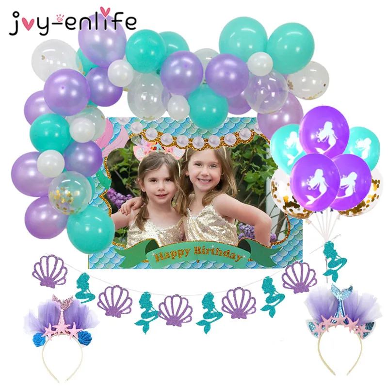Mermaid Party Decor Mermaid Tail Balloons Banner Garland Girl Birthday Party Decoration Mermaid Headband Photo Frame Supplies
Mermaid Party Decor Mermaid Tail Balloons Banner Garland Girl Birthday Party Decoration Mermaid Headband Photo Frame Supplies