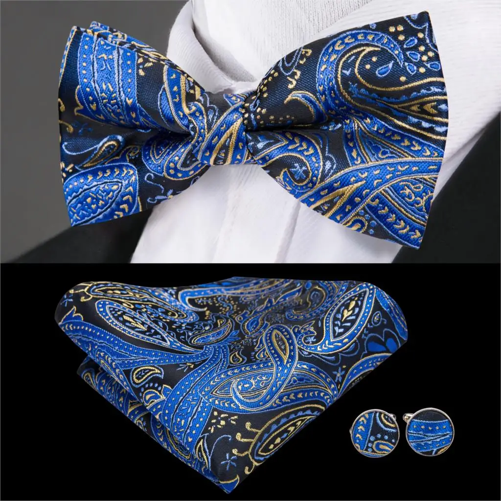 Barry.Wang Blue Bowtie Men Silk Bowtie Floral Butterfly Tie Paisley Bow Set Handkerchief Cufflinks Pre-Tied Bowtie for Wedding
Barry.Wang Blue Bowtie Men Silk Bowtie Floral Butterfly Tie Paisley Bow Set Handkerchief Cufflinks Pre-Tied Bowtie for Wedding
