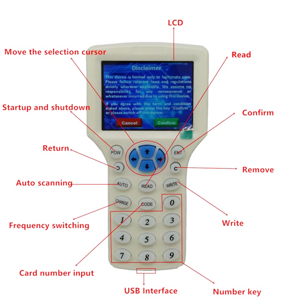 RFID считыватель записывающее устройство копировальный Дубликатор IC/ID 10 частоты с