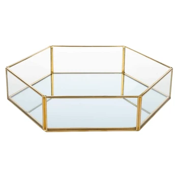 Gold Rim Glass Jewelry Tray, Transparent Jewelry Display Box, Dressing Table, Bathroom and Home Decoration 
Gold Rim Glass Jewelry Tray, Transparent Jewelry Display Box, Dressing Table, Bathroom and Home Decoration