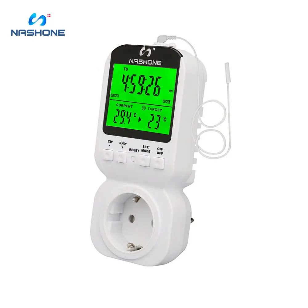 Nashone Multi-FunctionThermostat Timer Switch Socket with Sensor Probe Adjustable temperature thermostat Mechanical Timer Socket
Nashone Multi-FunctionThermostat Timer Switch Socket with Sensor Probe Adjustable temperature thermostat Mechanical Timer Socket