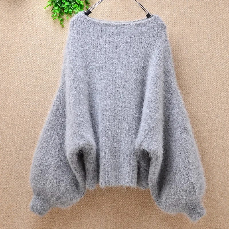 Elegant fashion women thick warm short mink cashmere loose long lantern sleeves slash neck angora fur pullover sweater winter
Elegant fashion women thick warm short mink cashmere loose long lantern sleeves slash neck angora fur pullover sweater winter