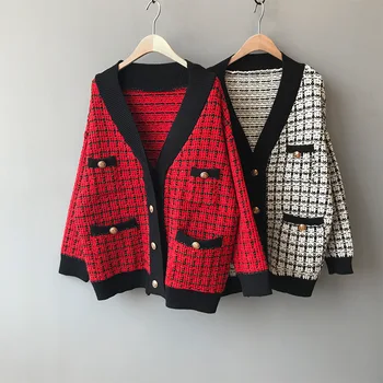Plaid Oversized Loose Knitted Sweater Cardigan Autumn New Fashion Women Long Sleeve Soft Warm Coats Mujer Invierno 2019
Plaid Oversized Loose Knitted Sweater Cardigan Autumn New Fashion Women Long Sleeve Soft Warm Coats Mujer Invierno 2019