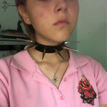 Punk Harajaku Big Metal Spike Rivets Rock Gothic Chokers PU Leather Stud Collar Necklace Hip Hop Statement Halloween Jewelry
Punk Harajaku Big Metal Spike Rivets Rock Gothic Chokers PU Leather Stud Collar Necklace Hip Hop Statement Halloween Jewelry