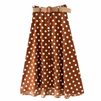 2020 New Women Vintage polka dots printing breasted buttons skirt faldas mujer ladies sashes chic mid-calf A Line skirts QUN602 
2020 New Women Vintage polka dots printing breasted buttons skirt faldas mujer ladies sashes chic mid-calf A Line skirts QUN602