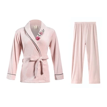 2PCS Sleep Set Spring Warm Sleepwear Women Pajamas Suit Embroidery Flower Nightgown Kimono Bathrobe Gown Soft Homewear Nightwear
2PCS Sleep Set Spring Warm Sleepwear Women Pajamas Suit Embroidery Flower Nightgown Kimono Bathrobe Gown Soft Homewear Nightwear