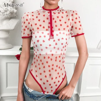 Mnealways18 See Through Mesh Bodysuit Bodycon Print Sexy Bodysuit Transparent Peach Heart Short Sleeve Body Mujer Zippers 2020 
Mnealways18 See Through Mesh Bodysuit Bodycon Print Sexy Bodysuit Transparent Peach Heart Short Sleeve Body Mujer Zippers 2020