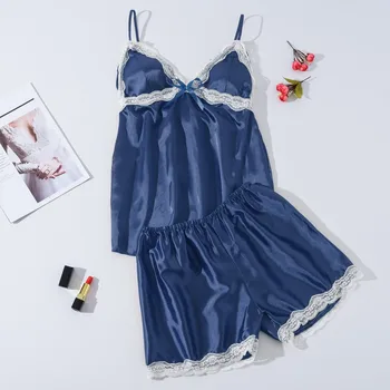 Women's pajamas set satin vest silk bow women's lace solid color camisole pajamas vest shorts lace pajamas set пижама женская40*
Women's pajamas set satin vest silk bow women's lace solid color camisole pajamas vest shorts lace pajamas set пижама женская40*