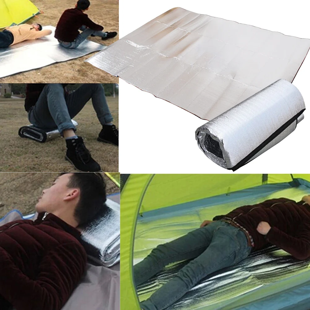 Pads Aluminum Foil Picnic Camping Outdoor Mat Sleep Pad Sleeping Mattress Moistureproof Moisture-Proof Mat 1M*2M Waterproof