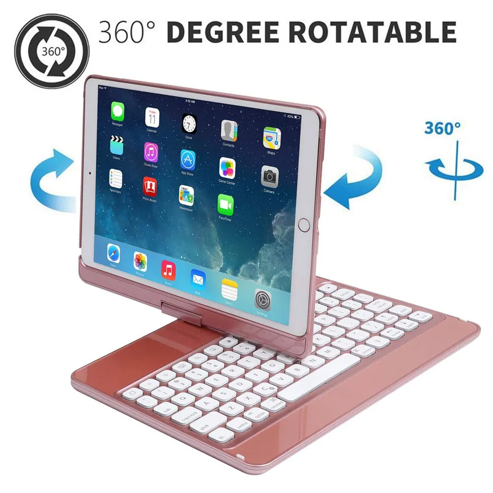 360 Rotate Wireless Keyboard Case Smart Folio Back Cover with Backlit for iPad 10.2 GV99
360 Rotate Wireless Keyboard Case Smart Folio Back Cover with Backlit for iPad 10.2 GV99
