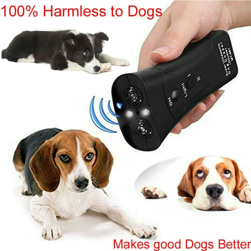 

Ultrasonic Dog Chaser Stop Aggressive Animal Attacks Repeller Trainer LED Flashlight Training Control Anti Bark Barking
