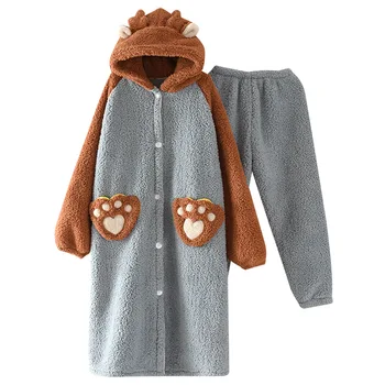 2020 New 2PCS Robe Set Women Flannel Sleepwear Winter Thicken Nightwear Kimono Bathrobe Gown Cute Coral Fleece Soft Homewear
2020 New 2PCS Robe Set Women Flannel Sleepwear Winter Thicken Nightwear Kimono Bathrobe Gown Cute Coral Fleece Soft Homewear