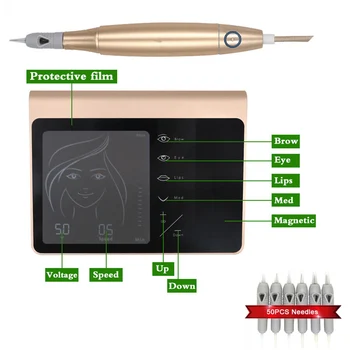 Permanent makeup machine charmer princesse Touch Screen tattoo machine Kit for Eyebrow Lip Eyeline with 50pcs Cartridge Needles 
Permanent makeup machine charmer princesse Touch Screen tattoo machine Kit for Eyebrow Lip Eyeline with 50pcs Cartridge Needles