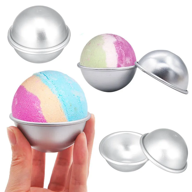 

2PCS Round Aluminium Alloy Bath Bomb Molds DIY Tool Bath Bomb Salt Ball Semicircle Sphere Mold Homemade Crafting Gifts