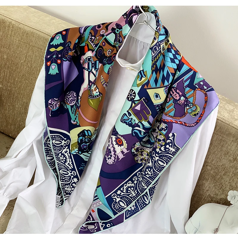 100% саржевый шелковый шарф в высоком стиле шарфы для женщин большой квадратный