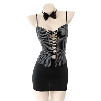 1 Set Sexy Stripe Cross Strap Secretary Uniform Office Slim Hollow Out Cosplay Women Erotic Bandage Elastic Lingerie 
1 Set Sexy Stripe Cross Strap Secretary Uniform Office Slim Hollow Out Cosplay Women Erotic Bandage Elastic Lingerie