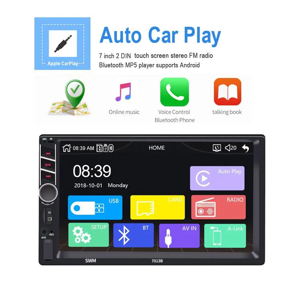 Car Multimedia Player 7 Inch 2 Din Touch Screen Stereo FM Radio Bluetooth Mp5 Player Android /IOS Image Connection Apple CarPlay
Car Multimedia Player 7 Inch 2 Din Touch Screen Stereo FM Radio Bluetooth Mp5 Player Android /IOS Image Connection Apple CarPlay