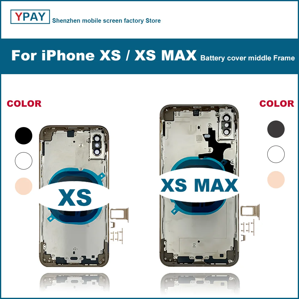 Задняя крышка аккумулятора для iPhone XS Xs Max + средняя рамка корпуса лоток SIM-карты