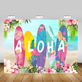 Aloha Party Backdrop Decoration Colorful Surfboard Summer Sea Beach Surfing Photo Background Tropical Flowers Green Leaves
Aloha Party Backdrop Decoration Colorful Surfboard Summer Sea Beach Surfing Photo Background Tropical Flowers Green Leaves
