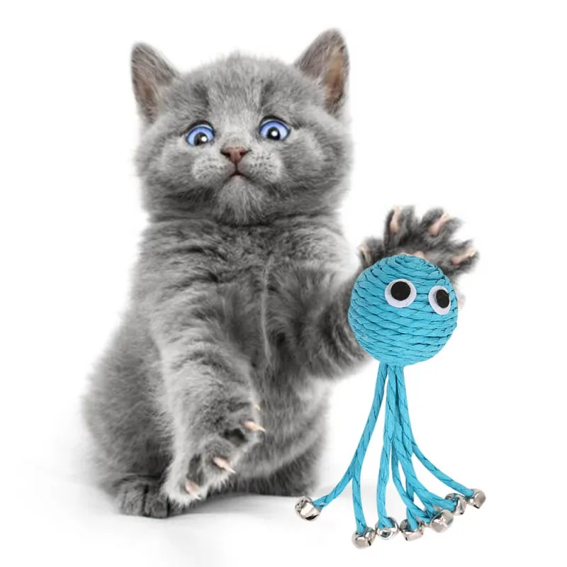 Unique Blue Baby Octopus Woven By Paper Rope Scratch-resistant Pet Playing Toy Bell Grinding Cat Toy Ball Cat Interactive Toy
Unique Blue Baby Octopus Woven By Paper Rope Scratch-resistant Pet Playing Toy Bell Grinding Cat Toy Ball Cat Interactive Toy