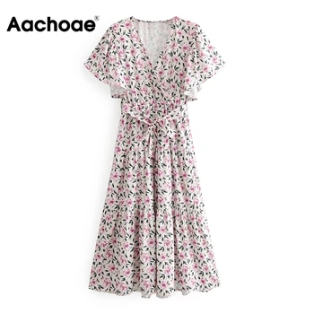 Aachoae V Neck Floral Print Elegant Dress For Women Flare Short Sleeve Bandage Long Maxi Dress Loose Pleated Dresses Robe Femme
Aachoae V Neck Floral Print Elegant Dress For Women Flare Short Sleeve Bandage Long Maxi Dress Loose Pleated Dresses Robe Femme