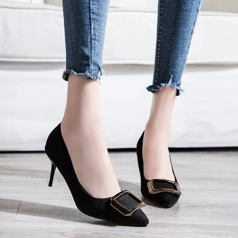2019 Spring New Style Korean-style Square Buckle High Heel Shoes Women's Pointed Toe Thin Heeled Low-Cut WOMEN'S Suede Shoes Ver
2019 Spring New Style Korean-style Square Buckle High Heel Shoes Women's Pointed Toe Thin Heeled Low-Cut WOMEN'S Suede Shoes Ver