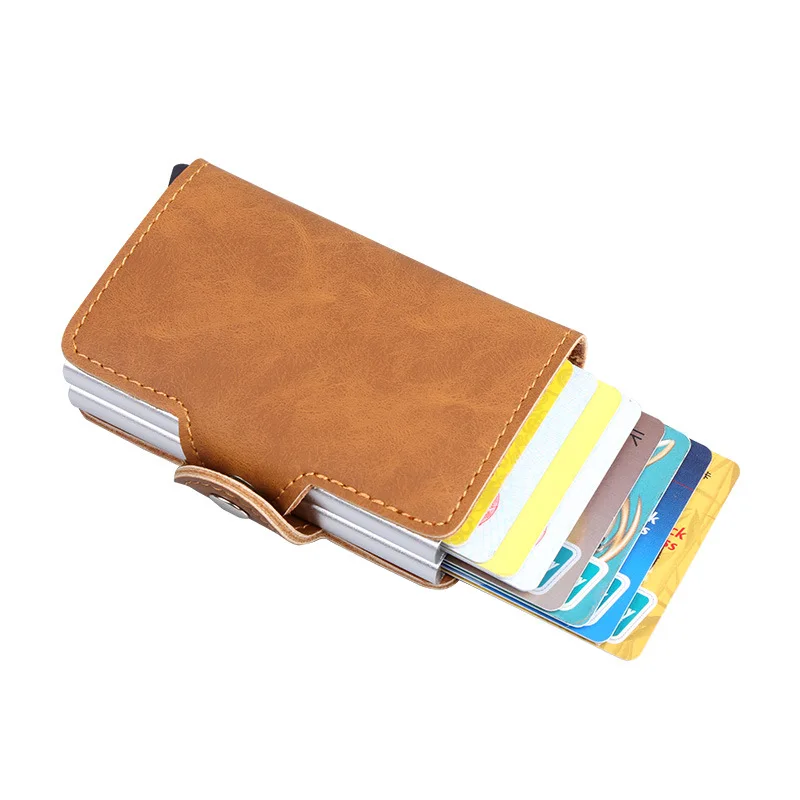 Men Double RFID wallet Crazy Horse Genuine Leather Credit Card Holder Metal ID Card Case Aluminium Card Protection Travel Wallet
Men Double RFID wallet Crazy Horse Genuine Leather Credit Card Holder Metal ID Card Case Aluminium Card Protection Travel Wallet