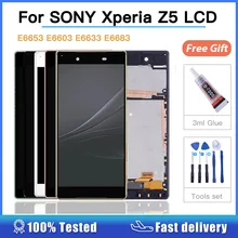 Ensemble écran tactile LCD avec châssis, 100% pouces, pour SONY Xperia Z5 E6653 E6603 E6633, 5.2 testé=
