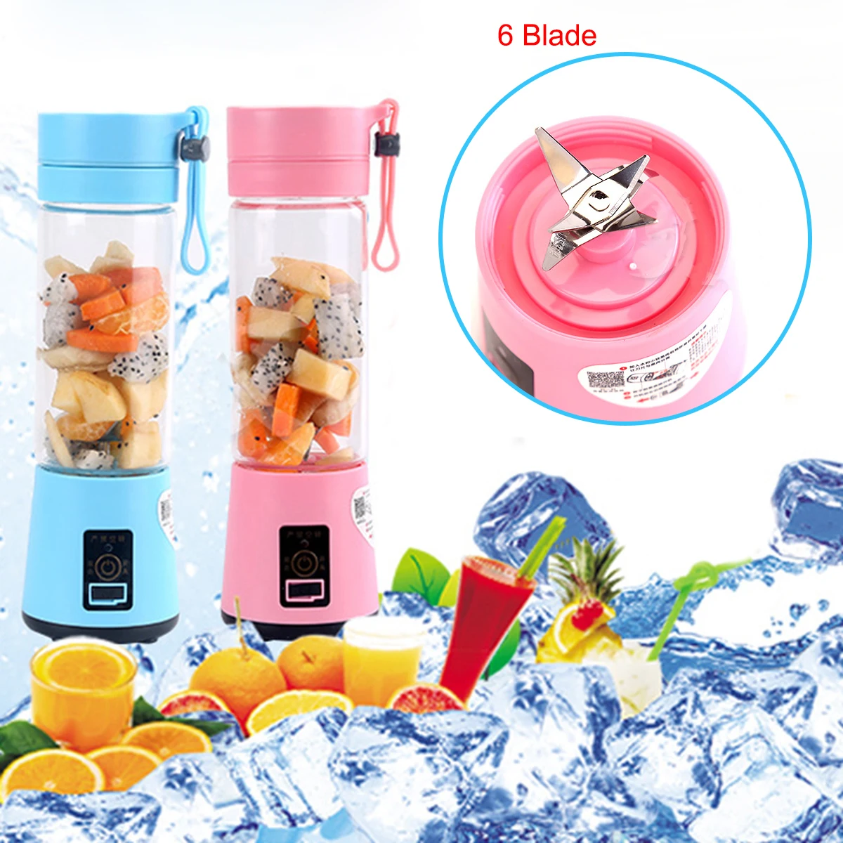 380ml USB Rechargeable Juicer Bottle Cup Juice Citrus Blender Lemon Vegetables Fruit Milkshake Smoothie Squeezers Reamers Bott