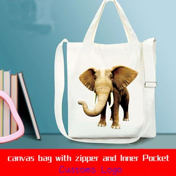 Women Canvas Shoulder Bag With Zipper Elephant Lion Printing Simple Reusable Shopping Bag Student's Book Bag Ladies Handbag Tote
Women Canvas Shoulder Bag With Zipper Elephant Lion Printing Simple Reusable Shopping Bag Student's Book Bag Ladies Handbag Tote