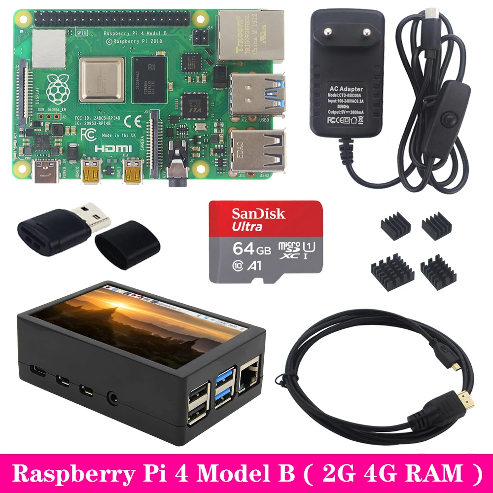 Original Raspberry Pi 4 Model B 2GB 4GB RAM with 3.5 inch TFT Touch Screen LCD Power Supply Heat Sink for Raspberry Pi 4B Pi4 B
Original Raspberry Pi 4 Model B 2GB 4GB RAM with 3.5 inch TFT Touch Screen LCD Power Supply Heat Sink for Raspberry Pi 4B Pi4 B