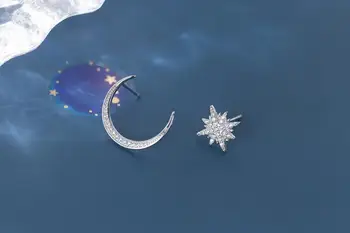 asymmetry Earrings Authentic Real 100% 925 Sterling Silver fine Jewelry Star &Moon Crescent CZ Hip Hope Stud Earrings GTLE2927 
asymmetry Earrings Authentic Real 100% 925 Sterling Silver fine Jewelry Star &Moon Crescent CZ Hip Hope Stud Earrings GTLE2927