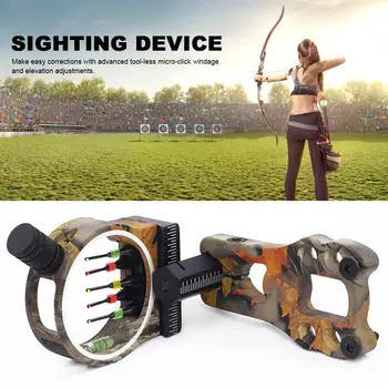 

1pc Archery Compound Bow Sight Micro Adjust 5Pin 0.019" Fiber Optic Bow Sight With LED Sight Hunting Shooting Aiming Accessories