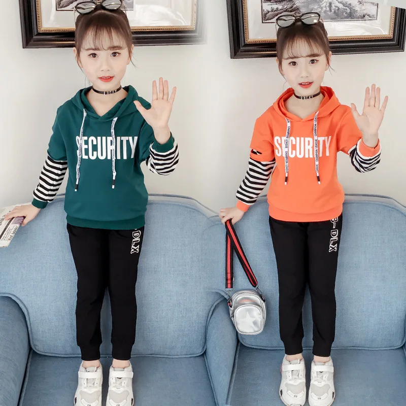 CHILDREN'S Suit 2019 Autumn New Style Girls Casual Hooded Stripes Mock Two-Piece Set Big Boy Two-Piece Set
CHILDREN'S Suit 2019 Autumn New Style Girls Casual Hooded Stripes Mock Two-Piece Set Big Boy Two-Piece Set