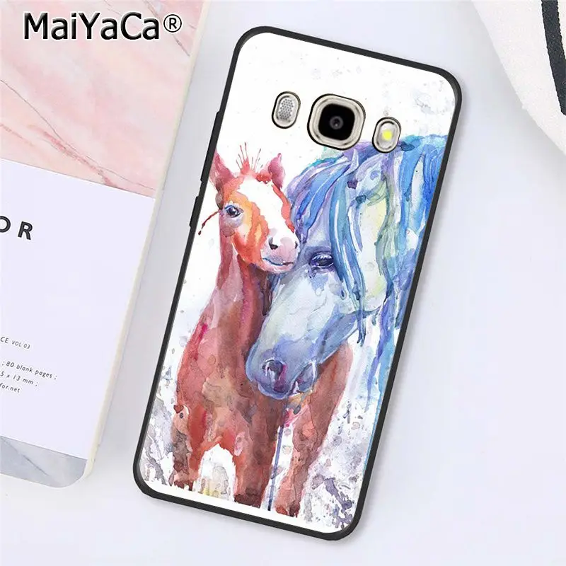 Watercolor horse Running Horses