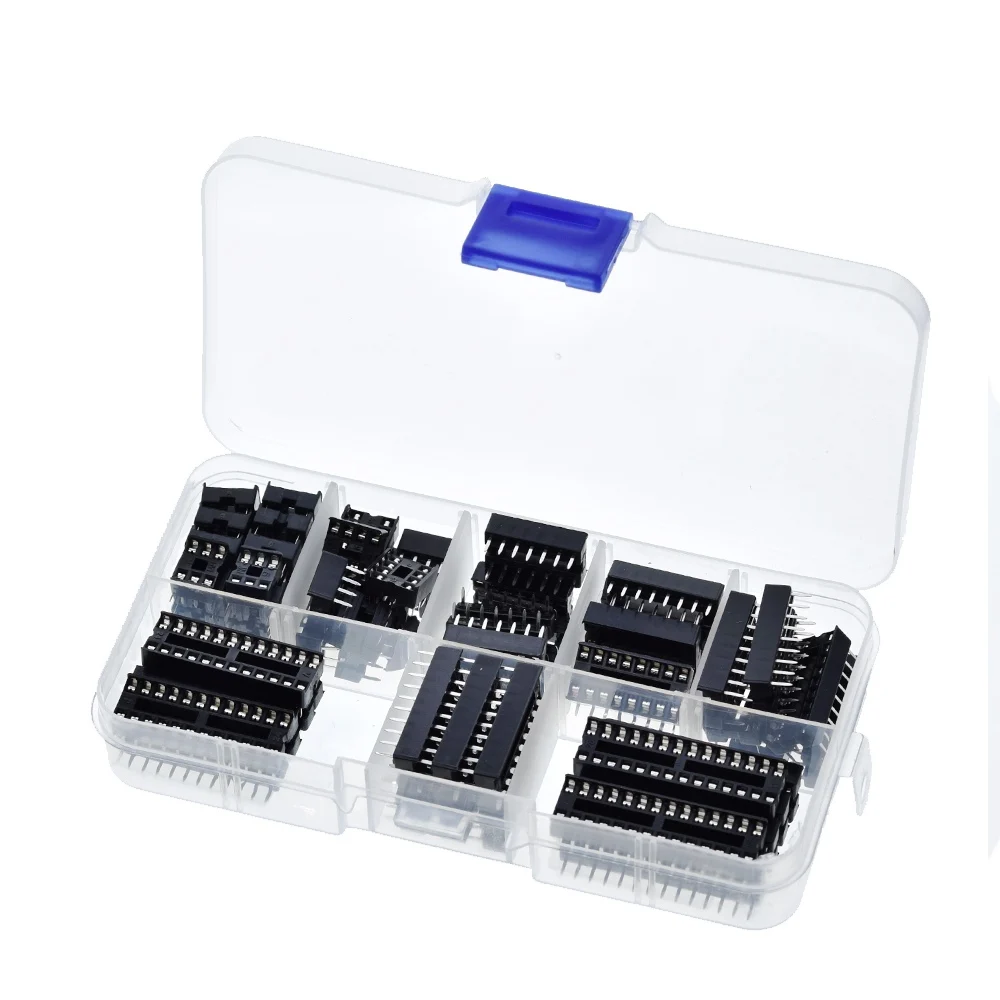 66PCS/Lot DIP IC Sockets Adaptor Solder Type Socket Kit 6,8,14,16,18,20,24,28 pins New