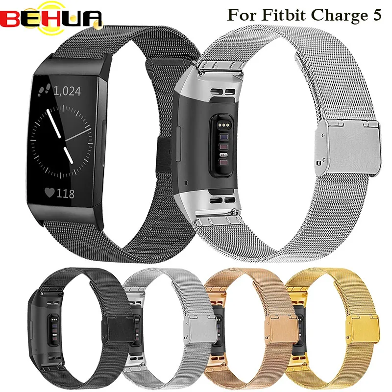 

New Milanese Strap For Fitbit Charge 5 Charge6 Smart Bracelet Stainless Steel Watch Band Loop Metal Wristband Accessories Correa