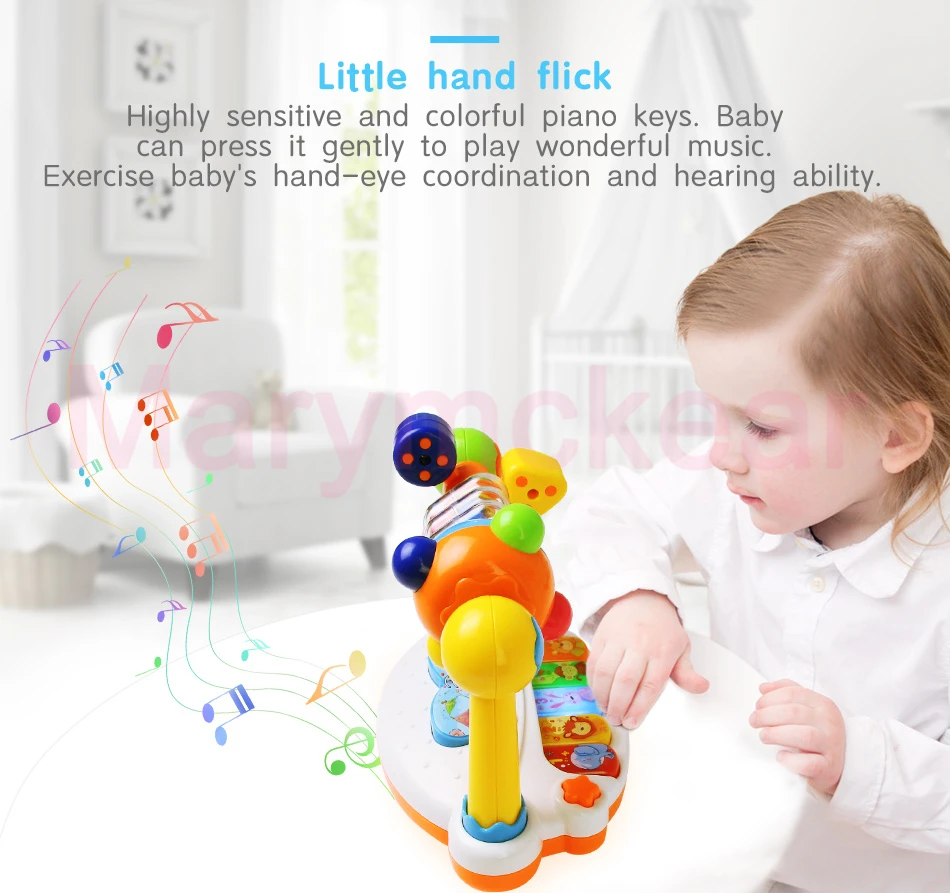 Baby Multi-functional Rattles Cute Educational Toys with Music Light Toddler Developmental Musical Toy Newborn Birthday Gifts