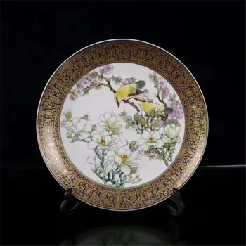 Chinese Porcelain Plate Painting Golden Magnolia Flower Bird Plate Fruit Plate Porcelain Dish Home Decoration Gift
Chinese Porcelain Plate Painting Golden Magnolia Flower Bird Plate Fruit Plate Porcelain Dish Home Decoration Gift