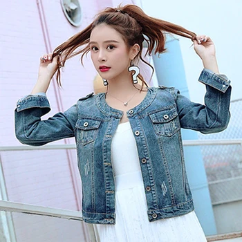 Plus Size Round Collar Jeans Jacket 4XL 5XL Sweet Women Light Blue Bomber Short Denim Jackets Long Sleeve Jaqueta Casual Coat 
Plus Size Round Collar Jeans Jacket 4XL 5XL Sweet Women Light Blue Bomber Short Denim Jackets Long Sleeve Jaqueta Casual Coat