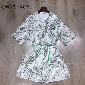 ZIWWSHAOYU Summer Women Green Leaf Print Casual Playsuits Runway Designer Ladies Fashion Leisure Bow Belt Short Sleeve Rompers
ZIWWSHAOYU Summer Women Green Leaf Print Casual Playsuits Runway Designer Ladies Fashion Leisure Bow Belt Short Sleeve Rompers